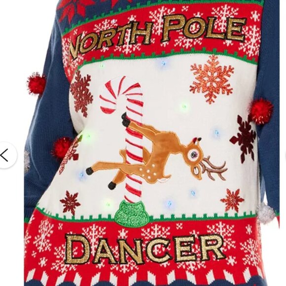NWT Spencer's Light-Up North Pole Dancer Christmas Sweater Sz M - Picture 2 of 3